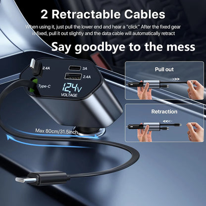 Einziehbares USB-C Autoladegerät
